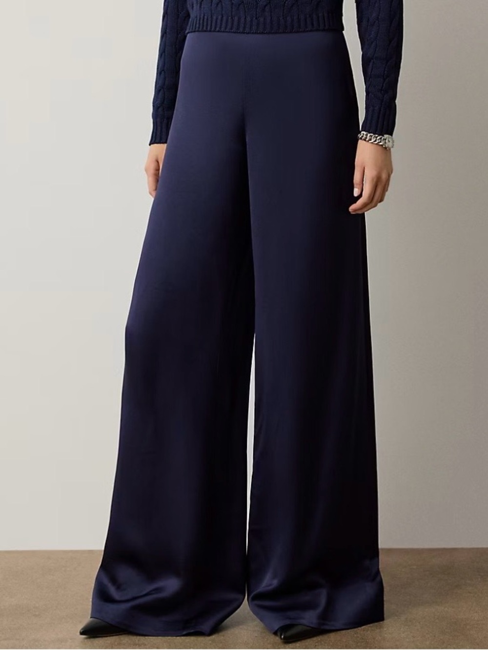 Lauren Ralph Lauren Silk Pants in a Dark Blue